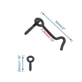 Waziaqoc 5PCS 2 Inch Hook and Eye Latch for Door, Heavy Duty Iron Barn Door Lock Privacy Lock Screw Fixing Type Latch for Sliding Door Barn Door Gate Window Cabin, Black