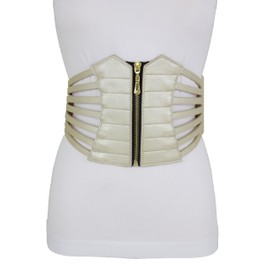 TFJ Women Wide Corset Belt Hip Elastic High Waist Band Plus Size L XL XXL Light Gold