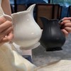 WAIT FLY Vintage Embossed Ceramic Creamer and Sugar Bowl Set,