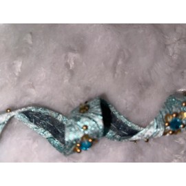 Unbranded 4 yards light baby blue metallic gemstones gold sewing trim 7/8” wide