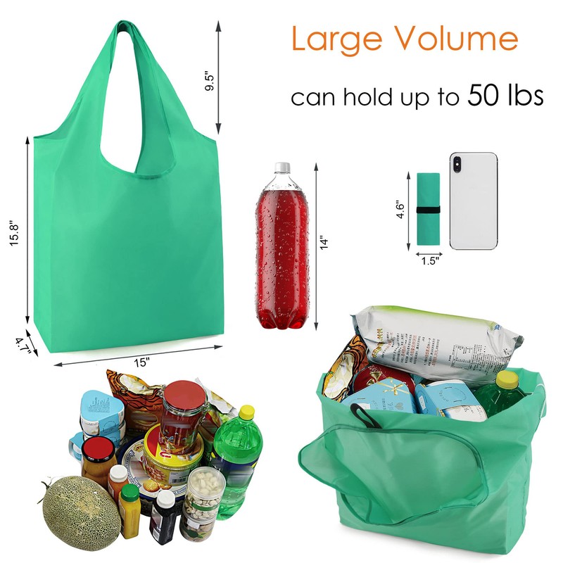BeeGreen Reusable-Grocery-Bags-Foldable-Machine-Washable-Reusable-Shopping-Bags-Bulk Colorful 10 Pack 50LBS Extra Large Folding Reusable