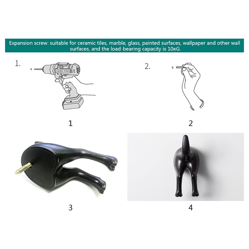 WBANGIAO 4Pcs Nordic Plastic Dog Tail Hooks Wall Mounted Coat