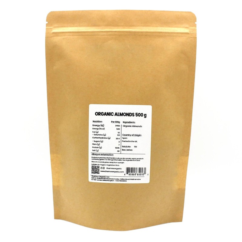 Organic Almonds 500g- Nutrient-Packed, Eco-Conscious Snack & Ingredient for Vegan,