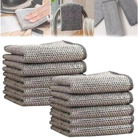Reversible Bamboo Charcoal Kitchen Cloth, Kitchen Cloth, Bamboo Charcoal Kitchen Cloth, Kitchen Towel for Dishware, Kitchen Rag, Strong Absorbent Wire Dish Towel, Wet Dry Cleaning Cloth, Cleaning
