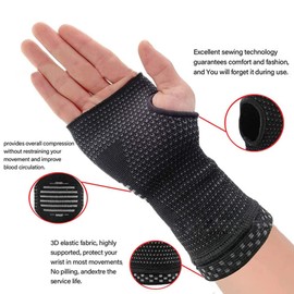 KOEMCY Wrist Brace Pack of 2 Wrist Support for Men and Women Elastic Hand Bandage Sports Bandages for Left and Right Handed Arthritis, Tendonitis, Sprain (L, Black)