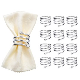 ALXBSONE 12Pcs Napkin Rings, Gold Napkin Rings for Party, Silver Napkin Rings, Napkins Rings Set, Rustic Napkin Rings, Bulk Napkin Rings for Restaurant, Wedding(Silver)