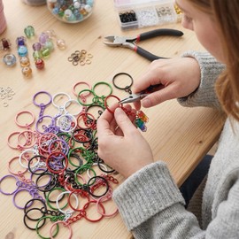 Nivofu Juego de 200 Piezas Llaveros con Cadena, Anillos Abiertos, Aros Para Llavero, Accesorios para Hacer Joyería DIY, Pulseras, Collares, Llaveros y Manualidades, Argolla 5 cm x 2.5 cm, colores