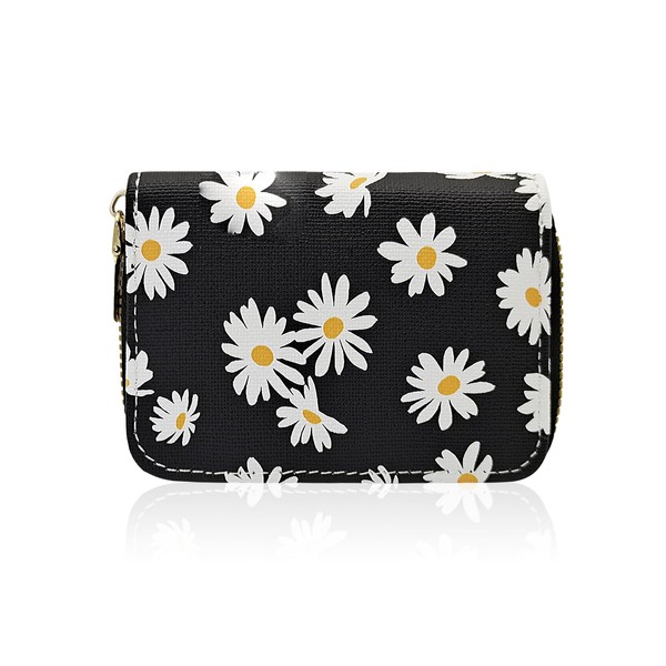 AfitLulu Credit Card Holder for Women, RFID-Blocking Daisy Prints Card