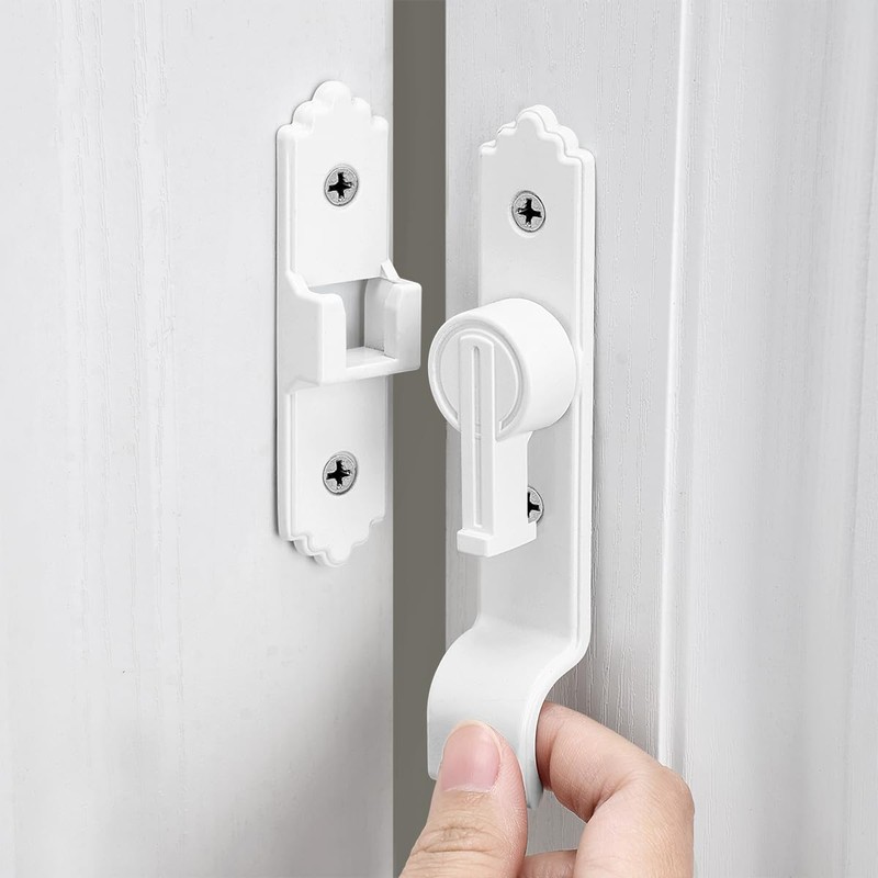 90 Degree White Barn Door Lock, Flip Gate Latch with