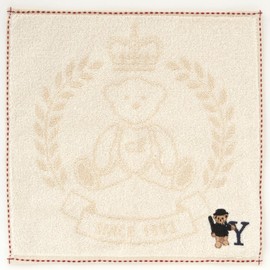 Great British Teddy Bear Initial Towel Handkerchief Women's Towel Hand Towel Approx. 9.8 inches (25 cm) 001006 (Y)