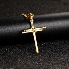 Unbranded Gold Nail Cross Necklace w/ Chain- Nailed on the Cross - Jesus, Christian