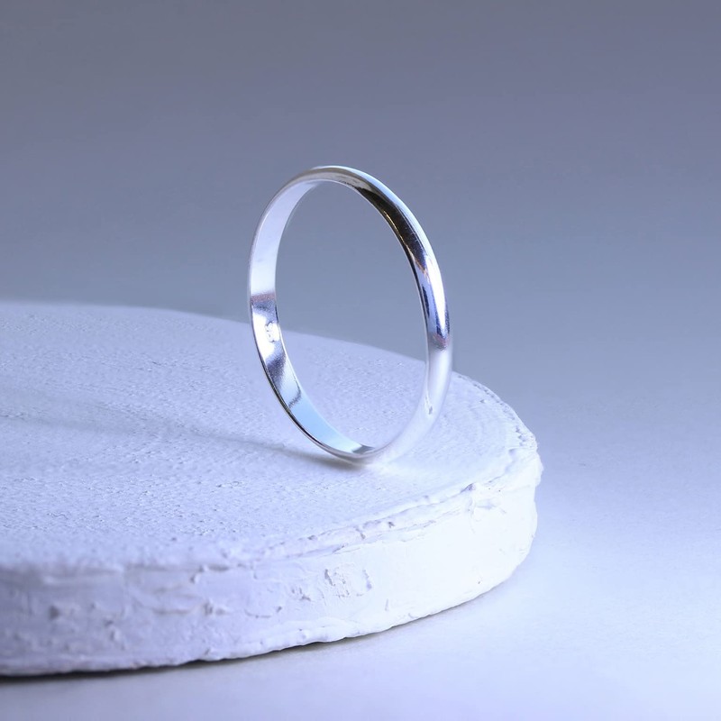 X Large Sterling Silver 3mm D Shaped Wedding Band Ring