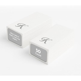 Luxenap 15.8 X 7.9 Inch Linen-Feel Guest Towels, 50 Lettered Hand Towels - Silver Letter 'K', Cursive Font, White Paper Dinner Napkins, airlaid, For Restrooms And Tables - Restaurantware