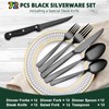 72-Piece Stainless Steel Black Silverware Set - CEKEE Flatware Kitchen
