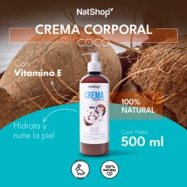 Crema Corporal De Coco Natural 500ml Hidratante Natshop
