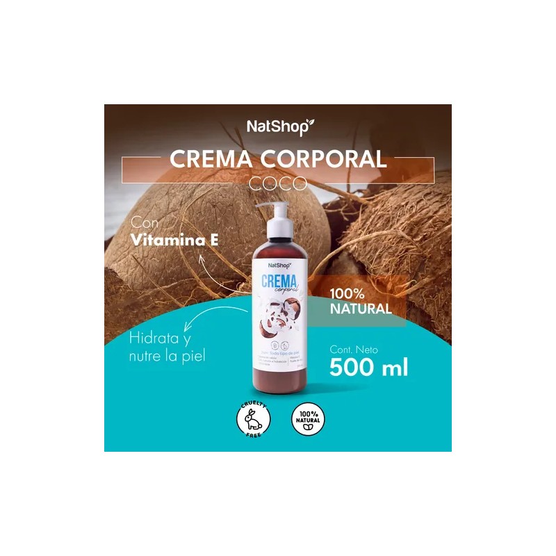Crema Corporal De Coco Natural 500ml Hidratante Natshop