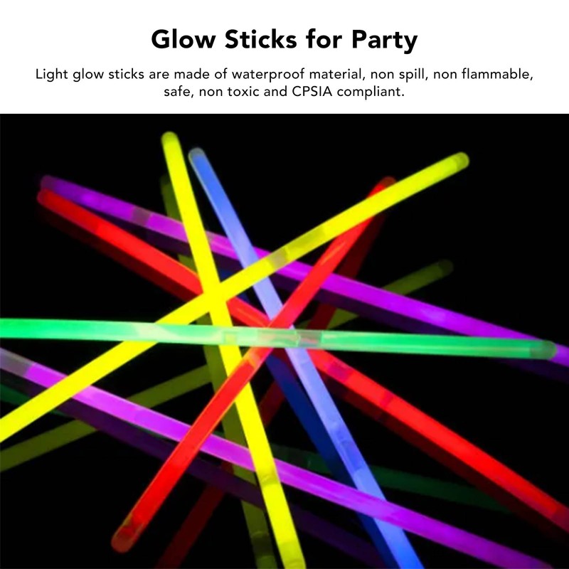100PCS Glow Sticks Safe Waterproof Light Sticks Glow in The