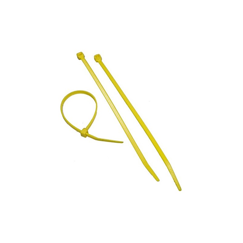 100 Yellow Cable Ties, Strong Nylon, 100mm x 2.5mm