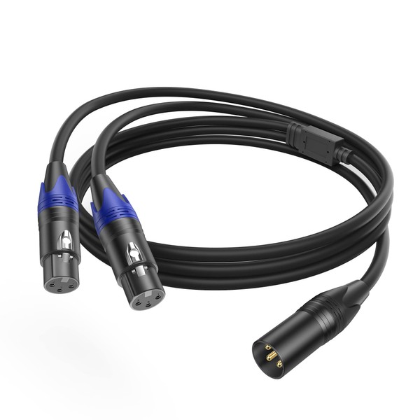 LanSenSu 1 Male to 2 Female XLR Y Splitter Micrphone