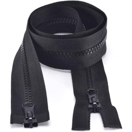 5PCS #5 36Inch Separating Large Plastic Zippers Black Tape with Double Pull Tab Slider Heavy Duty Zippers for Sewing, Sleeping Bag, Boat, Canvas, Cover, Trampoline, Dog Bed,Tent (36" 5pcs) 90cm