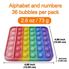 Alphabet Pop Fidget Toy Letters ABC Numbers Learning and Educational Toys Square Sensory Toys Popper Games Gifts for Kids 4 Packs Double Side Macaron(2 Alphabet Numbers and 2 Uppercase Lowercase)