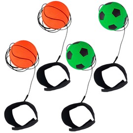 BESPORTBLE 4Pcs Elastic String Sports Balls Bouncy Basketball Soccer for Fun Wrist Return for Party Favors Interactive Indoor