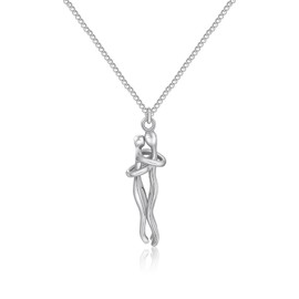 Yifnny Couple Hug Necklace, Stainless Steel Love Hug Pendant for Women, Couples, Jewellery for Him and Her, Promise Matching Necklace, Anniversary Gifts for Women and Men, Gemstone, No Gemstone