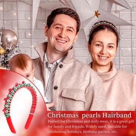 Doneace Christmas Headband Christmas Bell Hairband Red Green Silver Tone Bells Headbands for Women Girl Hair Accessories Holiday Xmas Party Hair Hoop (1Pcs Red)