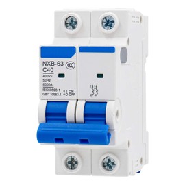 Baomain Low-Voltage Mini Circuit Breaker NXB-63(DZ47-63) C40 40A 2 Pole 400V DIN Rail Mount White