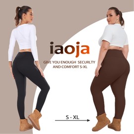 iaoja Thick Fleece Lined Leggings for Women – High Waisted Winter Thermal Warm Yoga Pants Workout Tummy Control Leggings Brown
