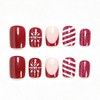24 Pcs Christmas Press on Nails Short Square French Fake