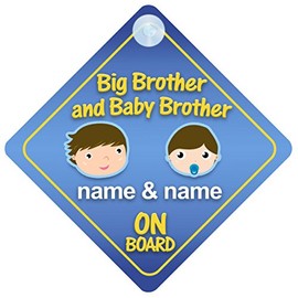 Big Brother And Baby Brother On Board Car Sign New Baby / Child Gift / Present