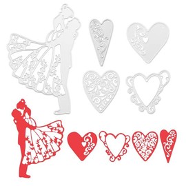 Valentines Cutting Dies for Card Making 5 Pieces Wedding Couple Gifts Metal Stencils Die Cuts DIY Scrapbooking Album Card Craft Making Supplies Embossing Template Stencils Valentines Day Decoration