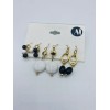 A&I Button Black White Gold Cluster Drop Earring NWT