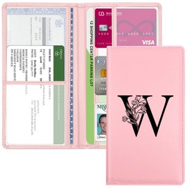YeeCASE Car Registration & Insurance Holder with Closure, Pink Letter Wallet Case for Women & Men