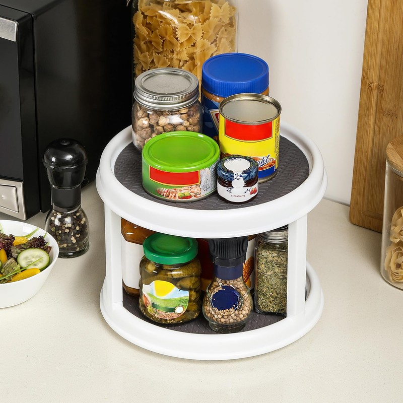 2 Pack, 2 Tier 10" Turntable Lazy Susan Spice Organizer