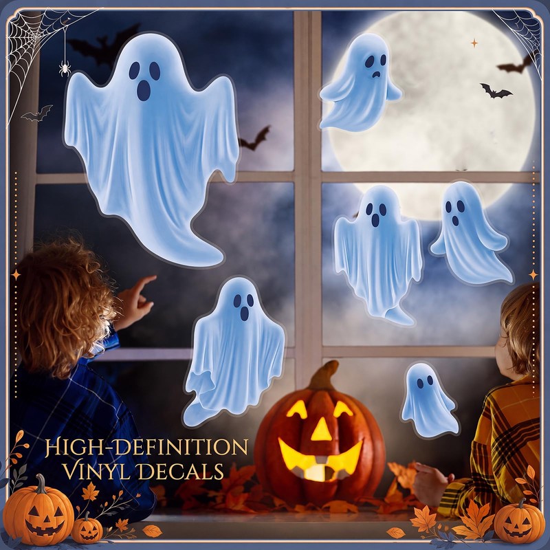 6 Pcs Halloween Ghost Window Clings Decoration for Halloween Party