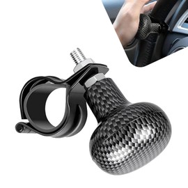 DACIRTY Carbon Fiber Pattern Steering Wheel Booster Ball, Metal Plastic Adjustable Power Saving Steering Booster, Auxiliary Travel Accessory, Suitable for Most Cars (Black)