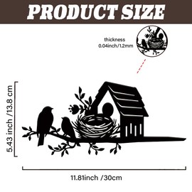 SUPERDANT A Bird's Nest on Branch Metal Garden Decor Birdie's Home Outdoor Garden Ornament Black Silhouette Outdoor Decor Animal Yard Stakes Decorative Metal Wall Art for Lawn Patio Gift for Gardeners