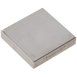ImpressArt, Solid Steel Bench Block w/ Rubber Feet, 2" X 2", Jewelers Bench Block for Stamping, Shaping, Chasing, & Flattening Metals