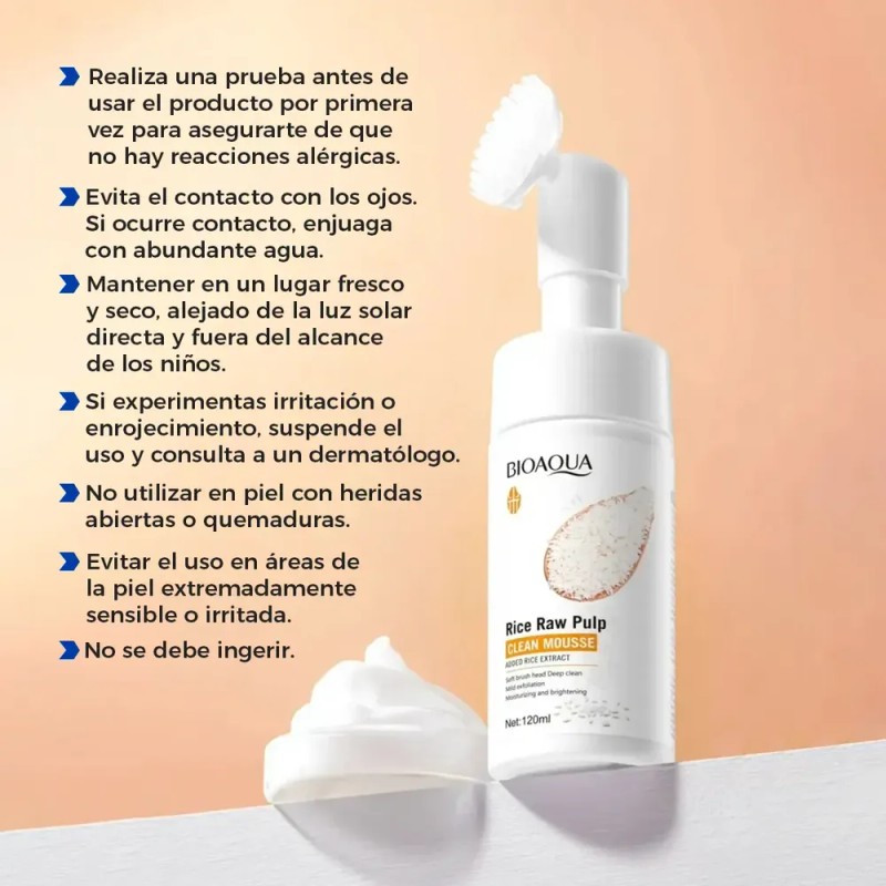 Bioaqua Limpiador Facial De Arroz 120ml Exfoliante Cepillo