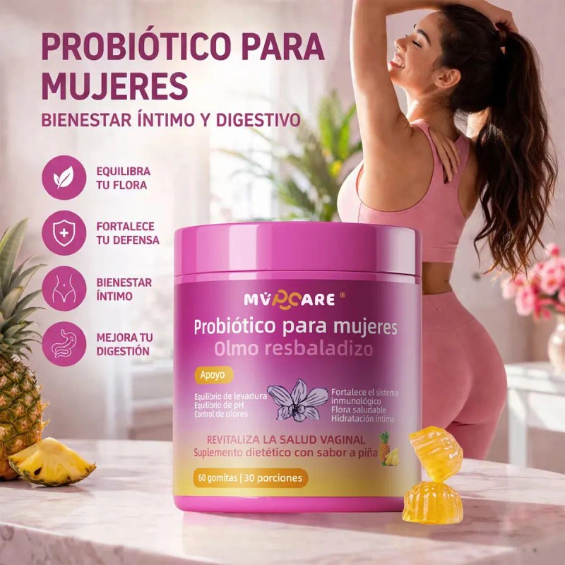 Mvpcare Gomitas Piña Probioticos Vaginales Veganas Mujer Equilibrio Soporte Probiótico