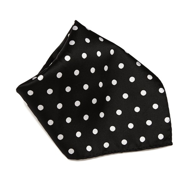 Vesuvio Napoli BLACK with WHITE Polka Dots Handkerchief Pocket Square
