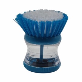 Soap Dispensing Washing Up Scrubber – Dish Brush with Built-In Soap Dispenser and Nylon Bristles – Scrubber for Pots, Pans, and Dishes – Easy Grip Handle with Display Box (Blue)