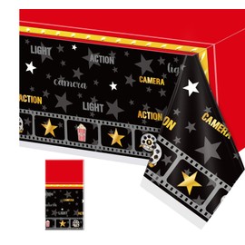 Movie Night Table Covers Waterproof Oil Proof Spill Proof Table Cloth Wipe Clean Table Cover Theme Rectangular Tablecloth for Party Decorations Movie Night Tableware, 51 x 87 Inch (1)