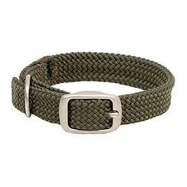 Mendota Pet Double Braid Collar - Satin Nickel - Dog Collar - Made in The USA - Olive, 1 in x 18 in Standard