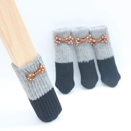 Pack of 24 Chair Socks, High Elastic Floor Protectors, Chair Legs, Floor Protectors, Non-Slip Chair Feet, Socks for Table, Chairs, Desks, Home Chairs (Beige Bow)