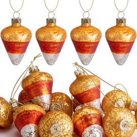 Watayo 12 Pcs Fall Thanksgiving Glass Candy Corn Ornaments- 2" x 1.5" Glass Candy Corn Hanging Ornaments- Fall Candy Corn Tree Ornament Pendant for Autumn Thanksgiving Christmas Home Decor