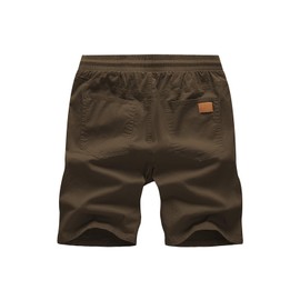 Jmierr Men's Summer Chino Shorts, Cotton, Elastic Waist, with Pockets, G Brown