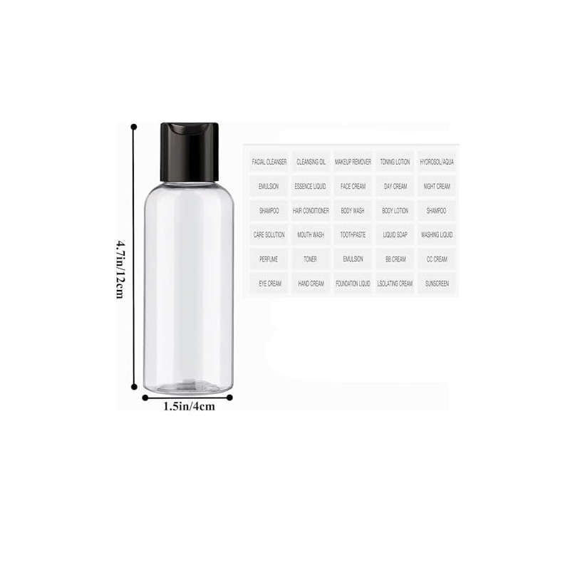 Set de Viaje 5 Botellas Portátiles para Champú, 100ml